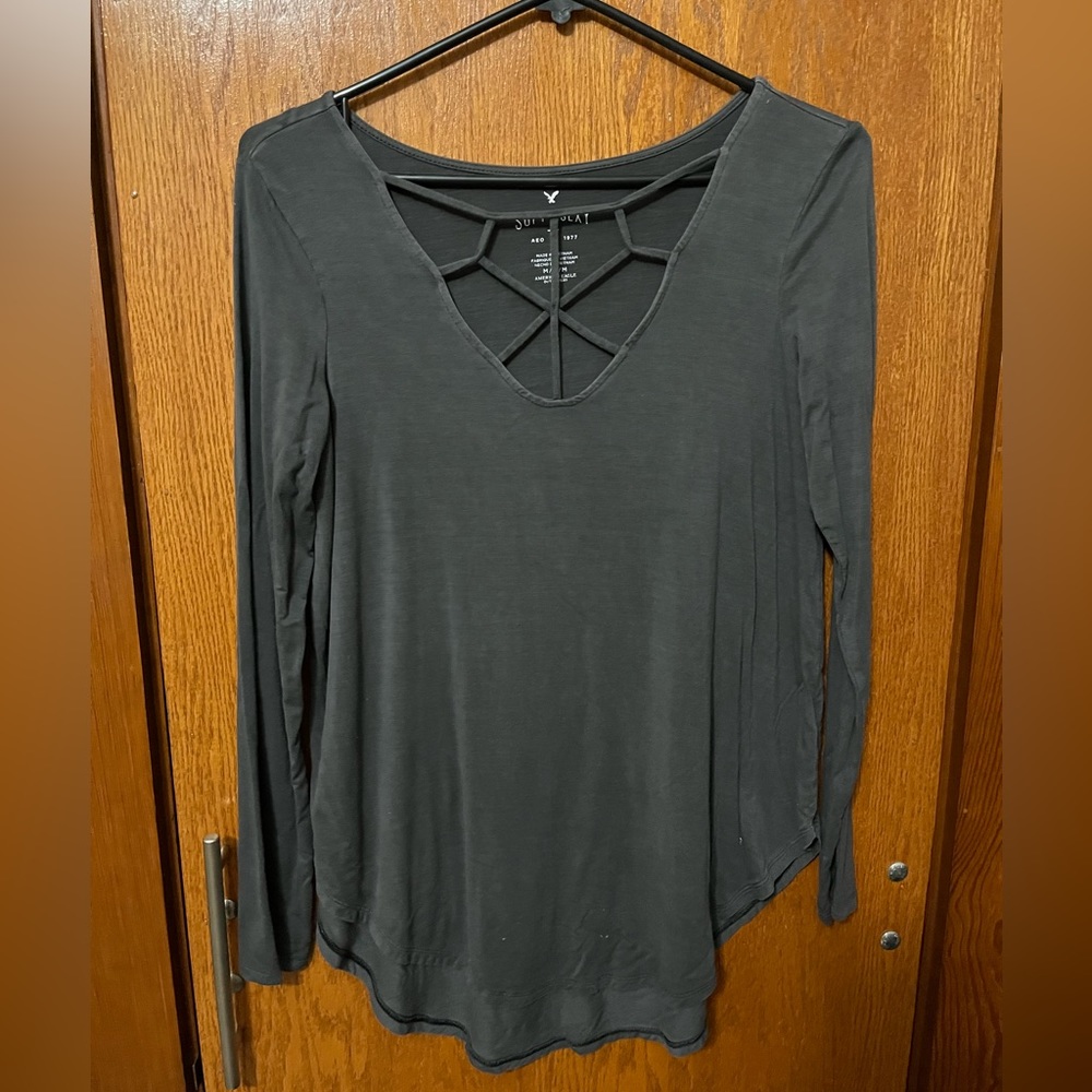 American Eagle Charcoal Soft and Sexy Tee